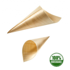 CONI FOGLIA DI LEGNO GRANDI 20cm / 25 pz.