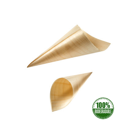 CONI FOGLIA DI LEGNO MEDI 18cm / 25 pz.