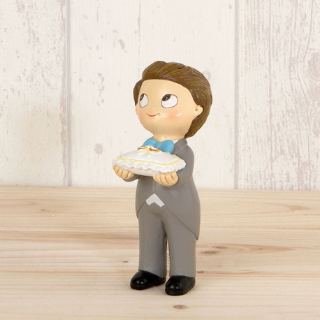 CAKE TOPPER BIMBO CON CUSCINO PORTA FEDI 11cm
