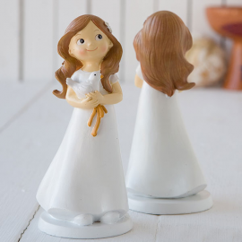 CAKE TOPPER COMUNIONE/CRESIMA BIMBA CON COLOMBA 16cm