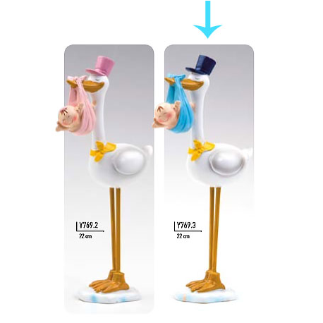 CAKE TOPPER NASCITA BIMBO CICOGNA CON CAPPELLO 22cm