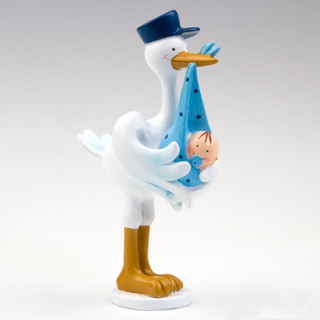 CAKE TOPPER NASCITA BIMBO CICOGNA TENERONA 20cm