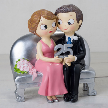 CAKE TOPPER SPOSI - 25° ANNIVERSARIO 14x15cm