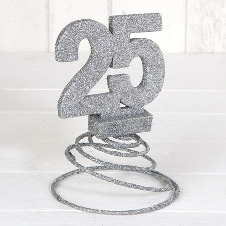 CAKE TOPPER SPOSI - 25° ANNIVERSARIO MOLLA GLITTER 10x15cm