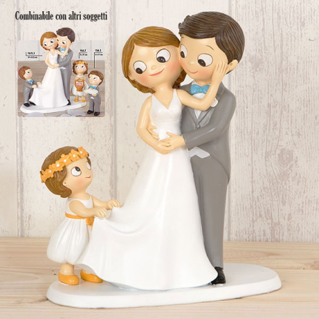 CAKE TOPPER SPOSI FAMIGLIA CON BIMBA 21,5cm