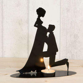 CAKE TOPPER SPOSI SHILOUETTE - SPOSA IN DOLCE ATTESA 19cm (con portacandela e candela inclusa)