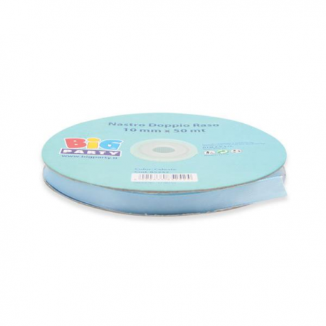 NASTRO DOPPIO RASO 10 mm x 50 mt - CELESTE
