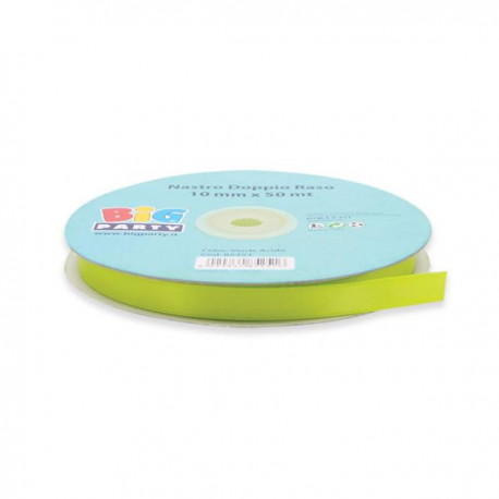 NASTRO DOPPIO RASO 10 mm x 50 mt - VERDE MELA