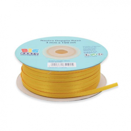 NASTRO DOPPIO RASO 3 mm x 100 mt - GIALLO SOLE