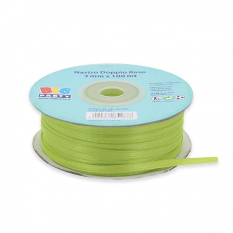 NASTRO DOPPIO RASO 3 mm x 100 mt - VERDE MELA