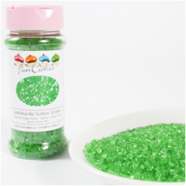 FUNCAKES COLOURED SUGAR GREEN - Zucchero per decorazione verde 80gr.