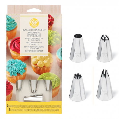 KIT 8 SAC'A POCHE + 4 BECCUCCI + LIBRETTO istruzioni - 12 Pezzi - CUPCAKE DECORATING