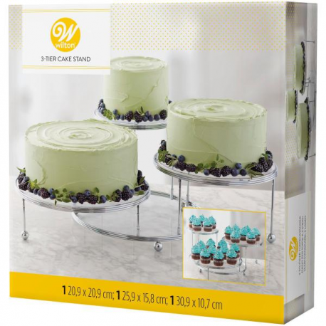 WILTON CAKE STAND - ALZATA PER TORTE IN METALLO CON FINITURA CROMATA 3 PIANI
