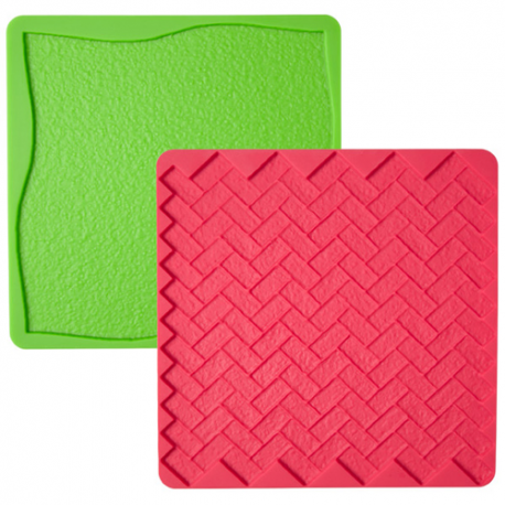 MOLD SET 2 Pezzi TAPPETI AD IMPRESSIONE EFFETTO TAPPETO e MATTONI 15,2cm x 15,2cm Wilton