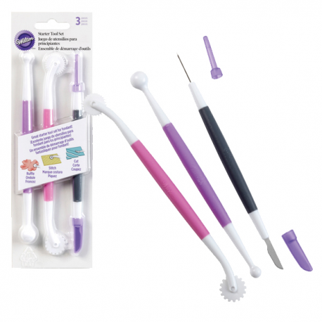 WILTON MODELLING TOOLS SET 3 PZ.- Strumenti decorazione fondente e marzapane