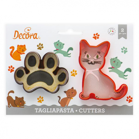 SET 2 TAGLIAPASTA GATTO E IMPRONTA IN PLASTICA