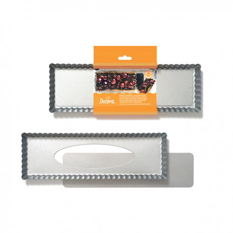STAMPO PER CROSTATA RETTANGOLARE ANTIADERENTE CON FONDO MOBILE - 35x11cm h. 2,5cm