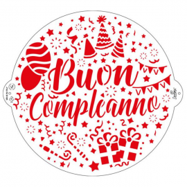 STENCIL TONDO BUON COMPLEANNO Ø 25cm