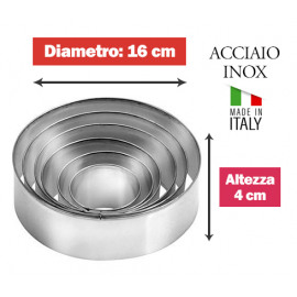 COPPAPASTA CERCHIO LISCIO INOX DIAM. 16cm x 4h.