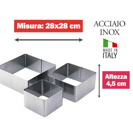 COPPAPASTA QUADRATO INOX 28x28cm x 4,5h.