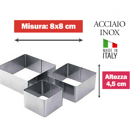COPPAPASTA QUADRATO INOX 8x8cm x 4,5h.
