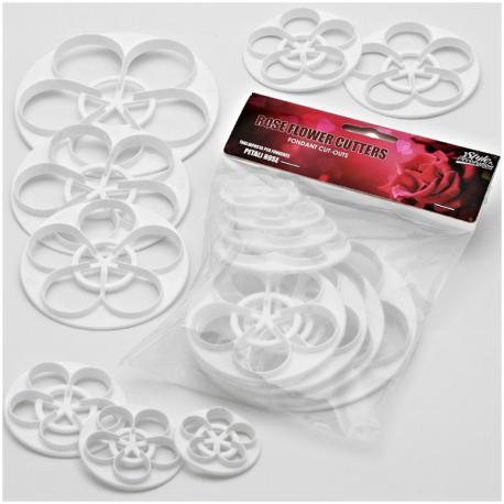 SET TAGLIAPASTA IN PLASTICA PETALI ROSE 8 Pz. - 40/50/60/70/80/90/100/120 mm