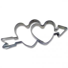 TAGLIAPASTA LOVE - DUE CUORI CON FRECCIA 6 cm - Double Heart with arrow