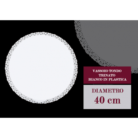 VASSOIO TONDO TRINATO BIANCO IN PLASTICA - diametro 40cm