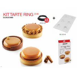 KIT TARTE RING &Oslash;80 - 6 Anelli in materiale termoplastico + stampo in silicone da 6 cavit&agrave; Silikomart