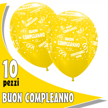 PALLONCINI BUON COMPLEANNO gialli - Pz.10 - ø cm.30
