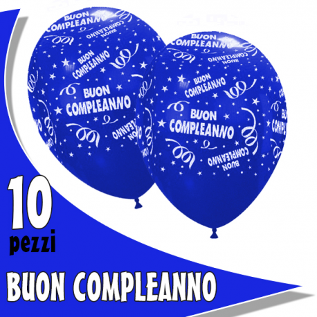 PALLONCINI BUON COMPLEANNO blu - Pz.10 - ø cm.30