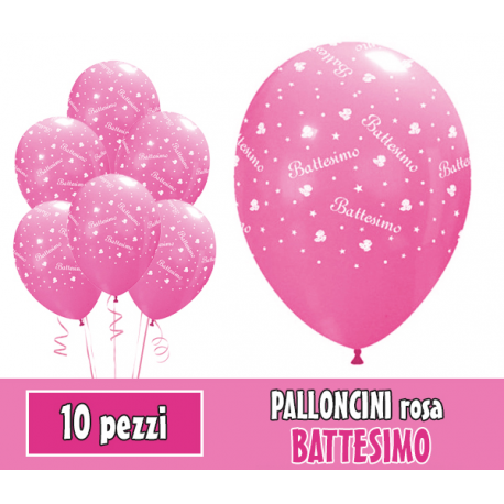 PALLONCINI BATTESIMO ROSA - Pz.10 - ø cm.30