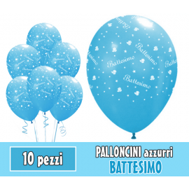 PALLONCINI BATTESIMO AZZURRO - Pz.10 - ø cm.30