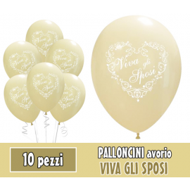 PALLONCINI VIVA GLI SPOSI AVORIO - Pz.10 - ø cm.30