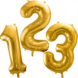 PALLONCINI A FORMA DI NUMERO ORO GRANDI 86cm (gonfiaggio sia ad aria che ad elio)