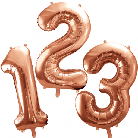 PALLONCINI A FORMA DI NUMERO ROSA GOLD GRANDI 86cm (gonfiaggio sia ad aria che ad elio)
