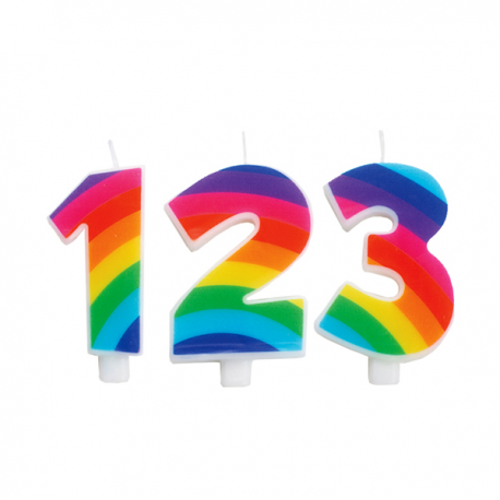 CANDELINE A FORMA DI NUMERO RAINBOW