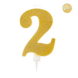 CANDELINA NUMERO 2 ORO GLITTER