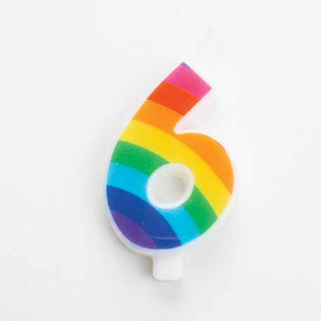 CANDELINA NUMERO 6 RAINBOW SCINTILLANTE