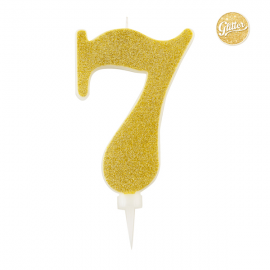 CANDELINA NUMERO 7 ORO GLITTER
