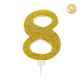 CANDELINA NUMERO 8 ORO GLITTER