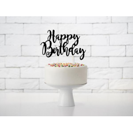 CAKE TOPPER HAPPY BIRTHDAY NERO 22,5 cm