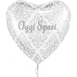 PALLONCINO CUORE OGGI SPOSI FOIL STANDARD ø 45cm