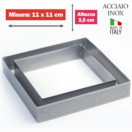 FASCIA MICROFORATA QUADRATA (acciaio inox) DIM. 11x11cm x 3,5cm h.