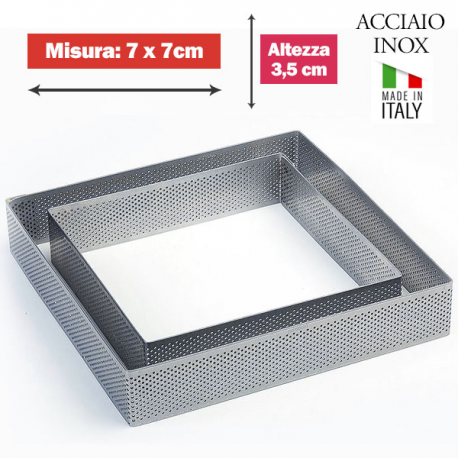 FASCIA MICROFORATA QUADRATA (acciaio inox) DIM. 7x7cm x 3,5cm h.