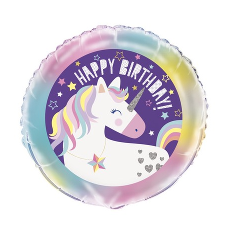 PALLONCINO MAGICAL UNICORN HAPPY BIRTHDAY FOIL STANDARD ø 45cm