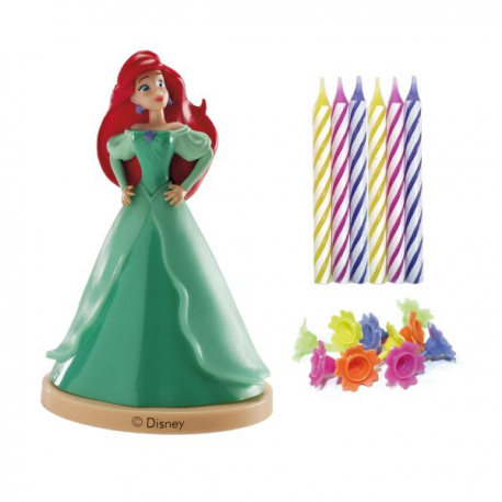 KIT CAKE TOPPER: ARIEL CON 10 CANDELINE 8,5cm