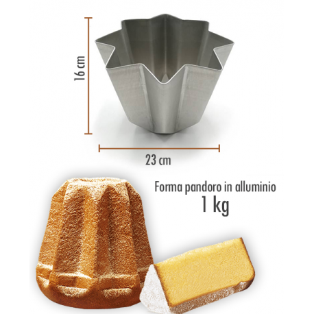 FORMA PANDORO IN ALLUMINIO 1 KG diametro 23 cm x altezza 17 cm