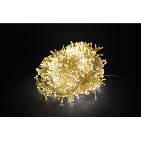 1000 LED - LUCE CALDA FILO TRASPARENTE (Uso interno ed esterno / 8 giochi di luce) 50 mt