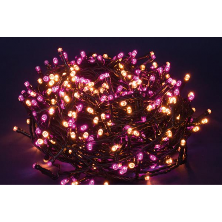 500 LED - LUCE FUXIA/CALDA (Uso interno ed esterno / 8 giochi di luce) 25 mt